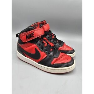 Nike Boys Court Borough Mid 2 GS CD7782-602 Univers Black Red Sneakers Kids 3.5Y